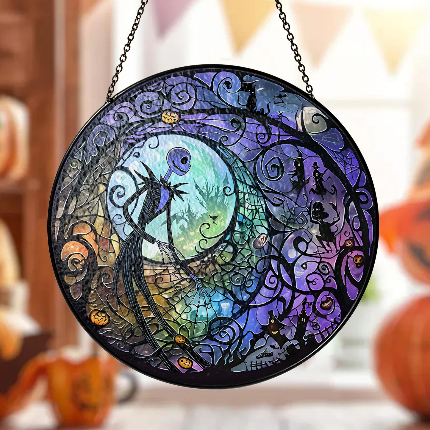 Halloween Night Stained Glass Suncatcher