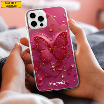 Personalized Pink Butterfly Phone Case