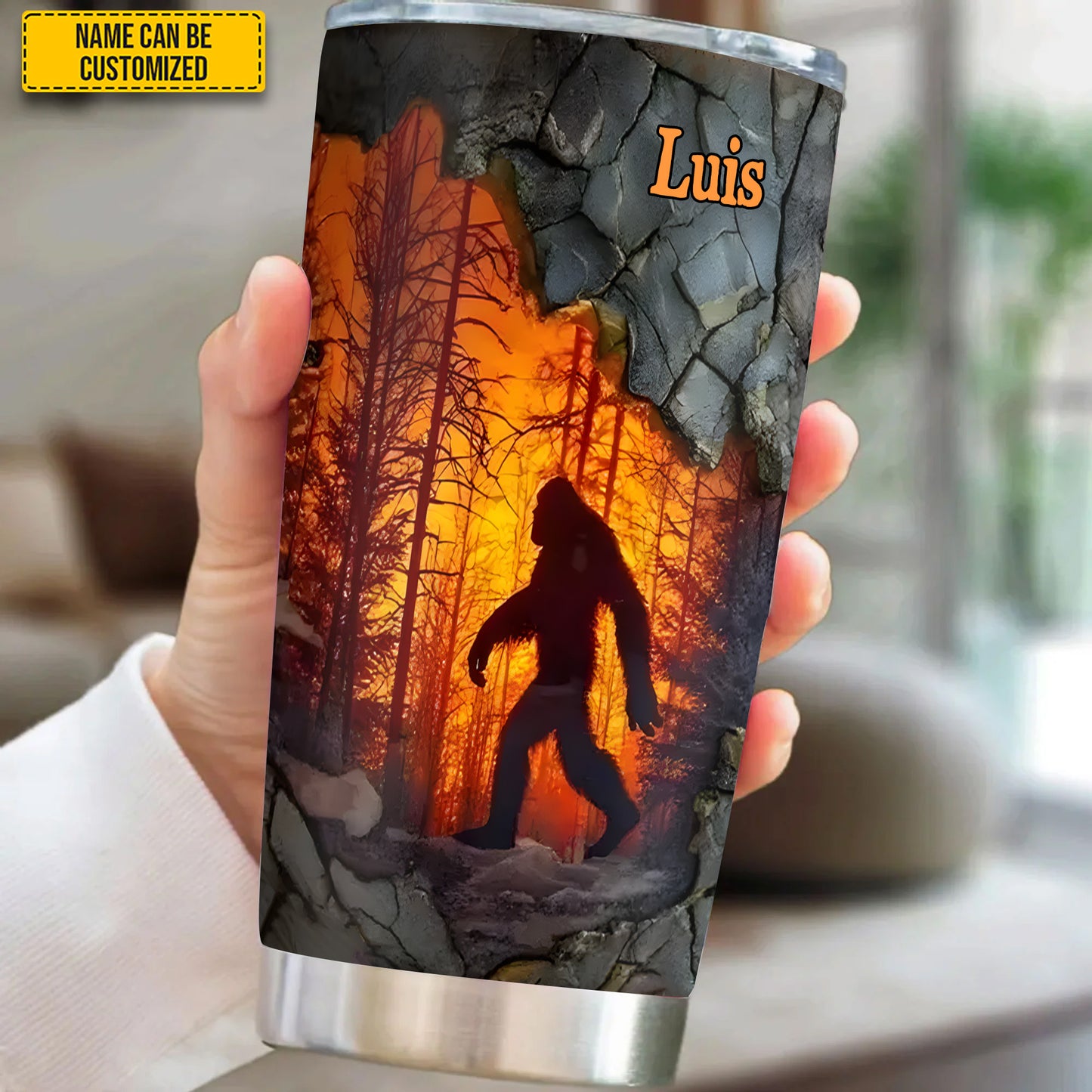 Bigfoot Forest Fire - Personalized Bigfoot Tumbler