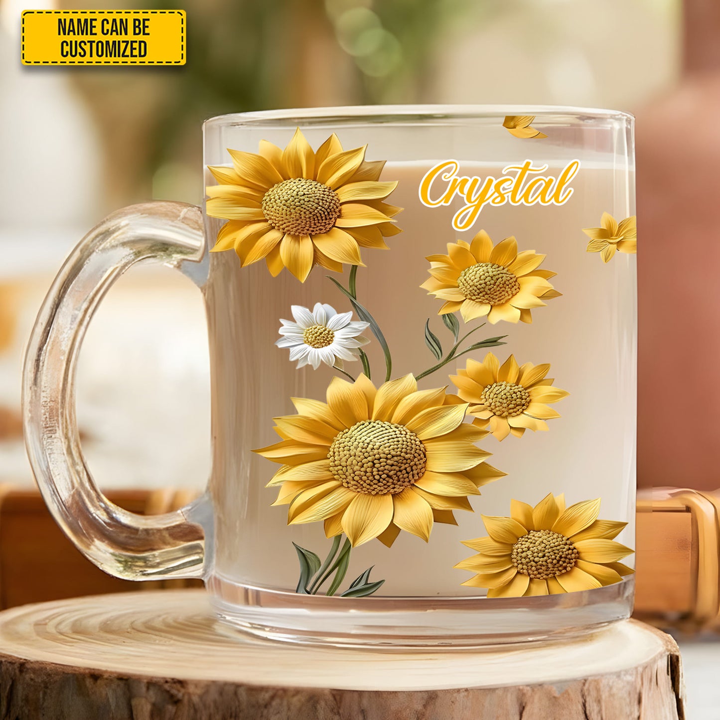Beautiful Sunflower - Personalized Sunflower Glass Mug