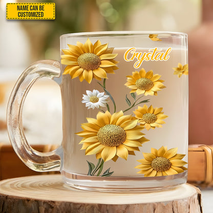 Beautiful Sunflower - Personalized Sunflower Glass Mug