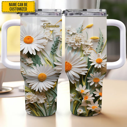 Love Daisy - Personalized Tumbler With Handle 40oz