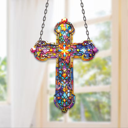 Radiant Cross Acrylic Window Hanging