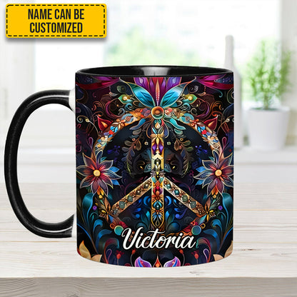 Peace & Love Symbol – Personalized Hippie Accent Mug