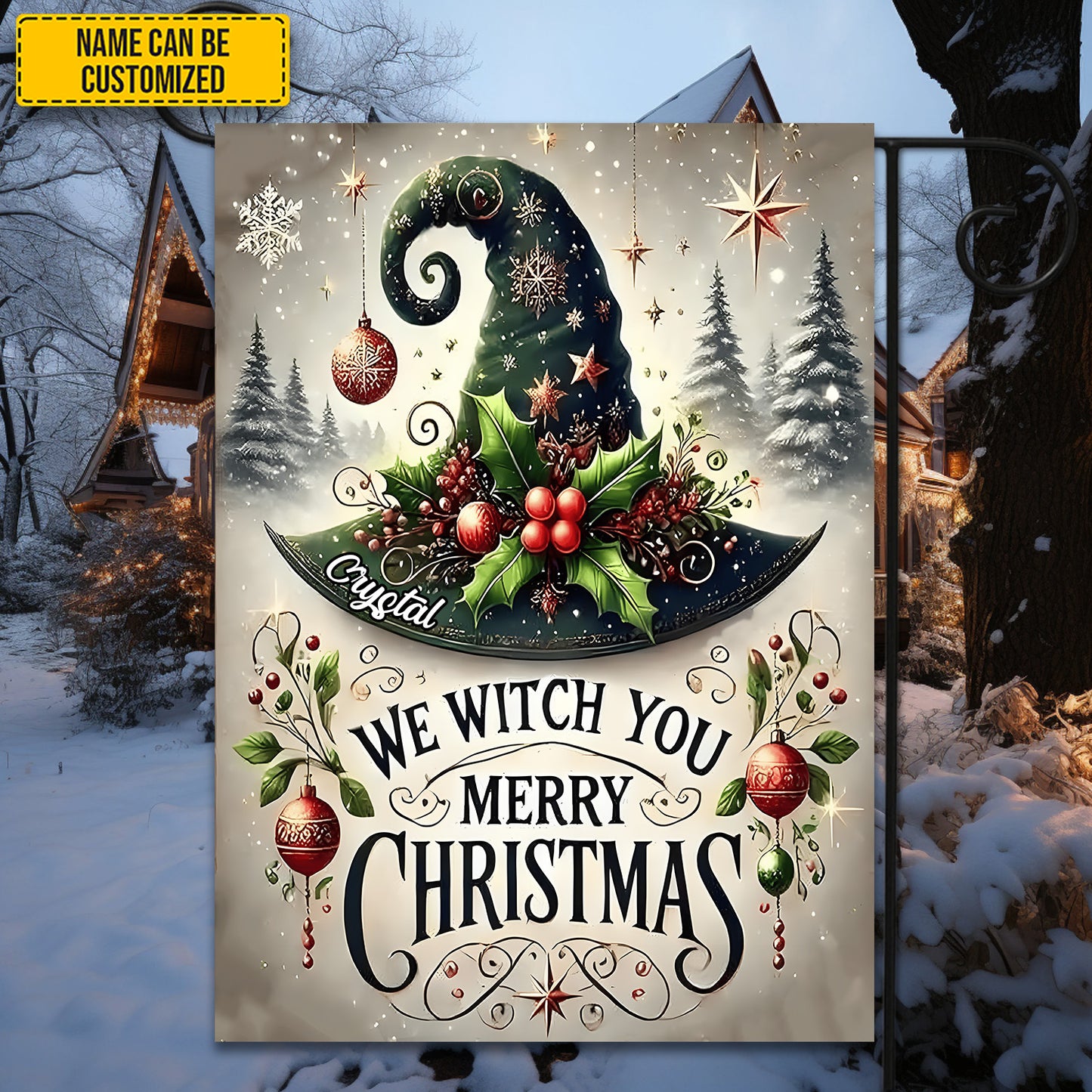 We Witch You Merry Christmas - Personalized Garden Flag, House Flag