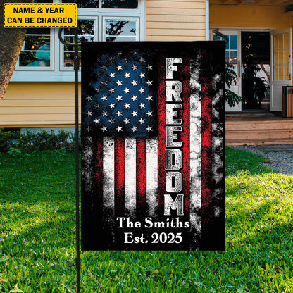 Personalized “Freedom” American Flag Garden Flag