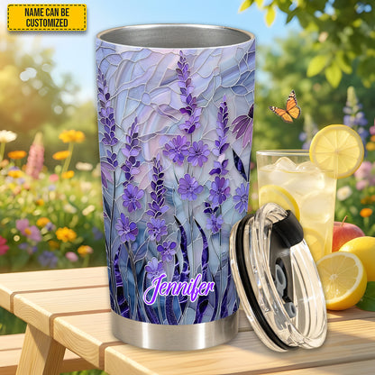 Personalized Lavender Stained Glass Tumbler