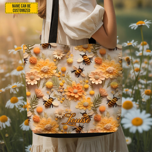 Bee & Floral - Personalized Tote Bag