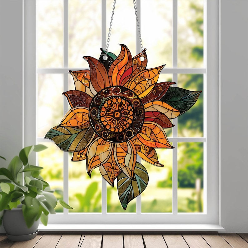 Sunflower Acrylic Window Hanging, Gift For Sunflower Flower Lovers