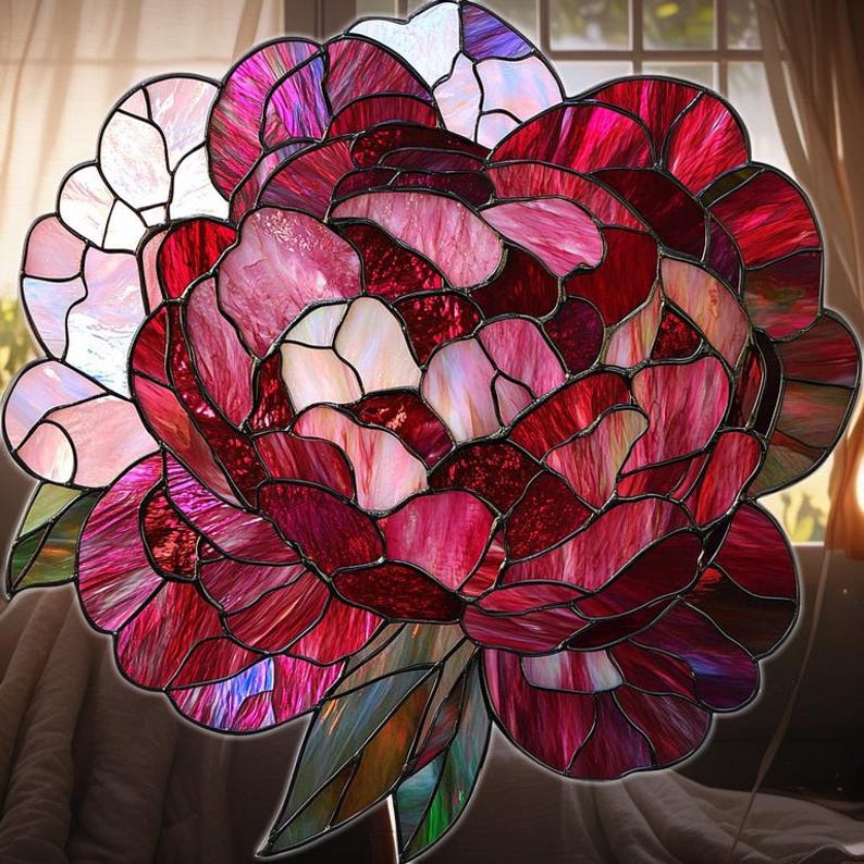 Romantic Peony Faux Acrylic Window Hanging