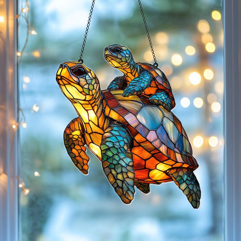 Tortoise Mom Turtle Acrylic Window Hanging