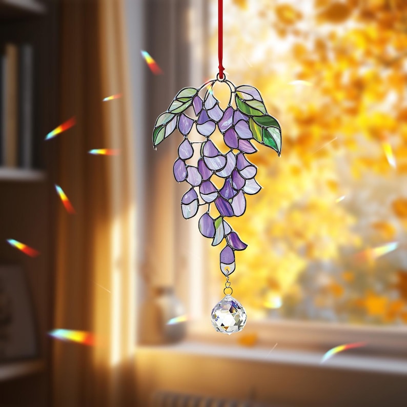 Purple Floral Hanging Crystal