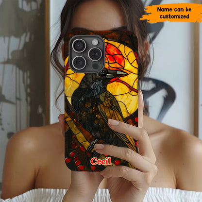 Personalized Stained Glass Raven Phone Case