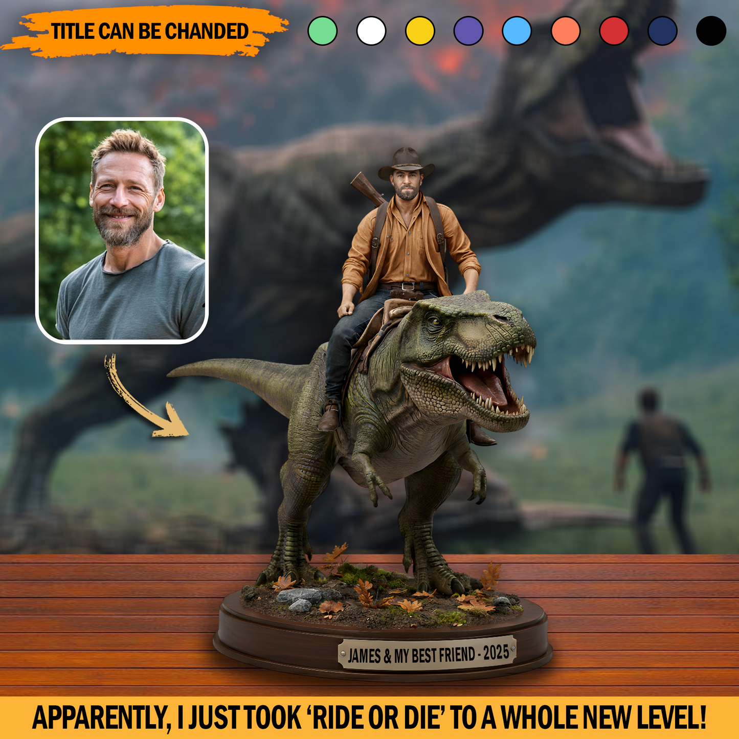 Ride or Die-saur – Personalized Photo Acrylic Plaque