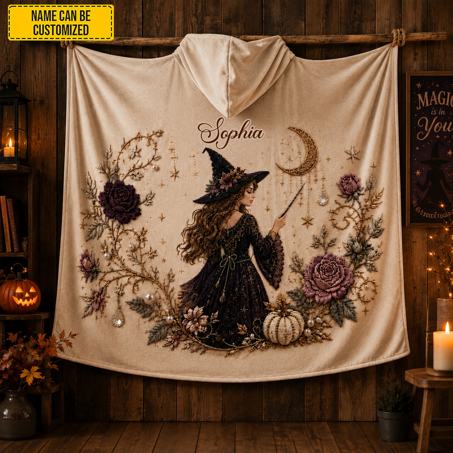 Personalized Witch Hooded Blanket