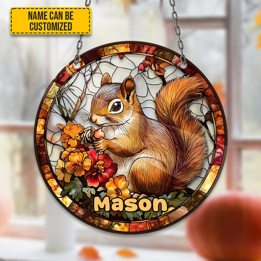 Nature's Embrace – Personalized Squirrel Acrylic Window