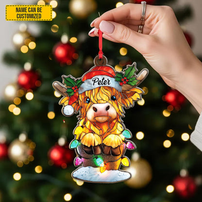 Personalized Highland Cow Christmas Ornament