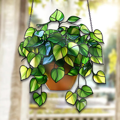Hanging Heartleaf Plant Acrylic Window Hanging