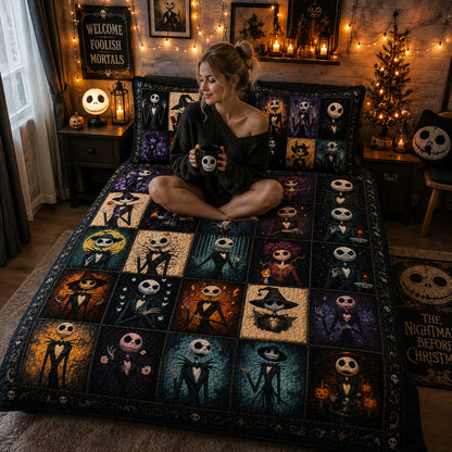 Gothic Skeleton Patchwork Quilted Bedding Set