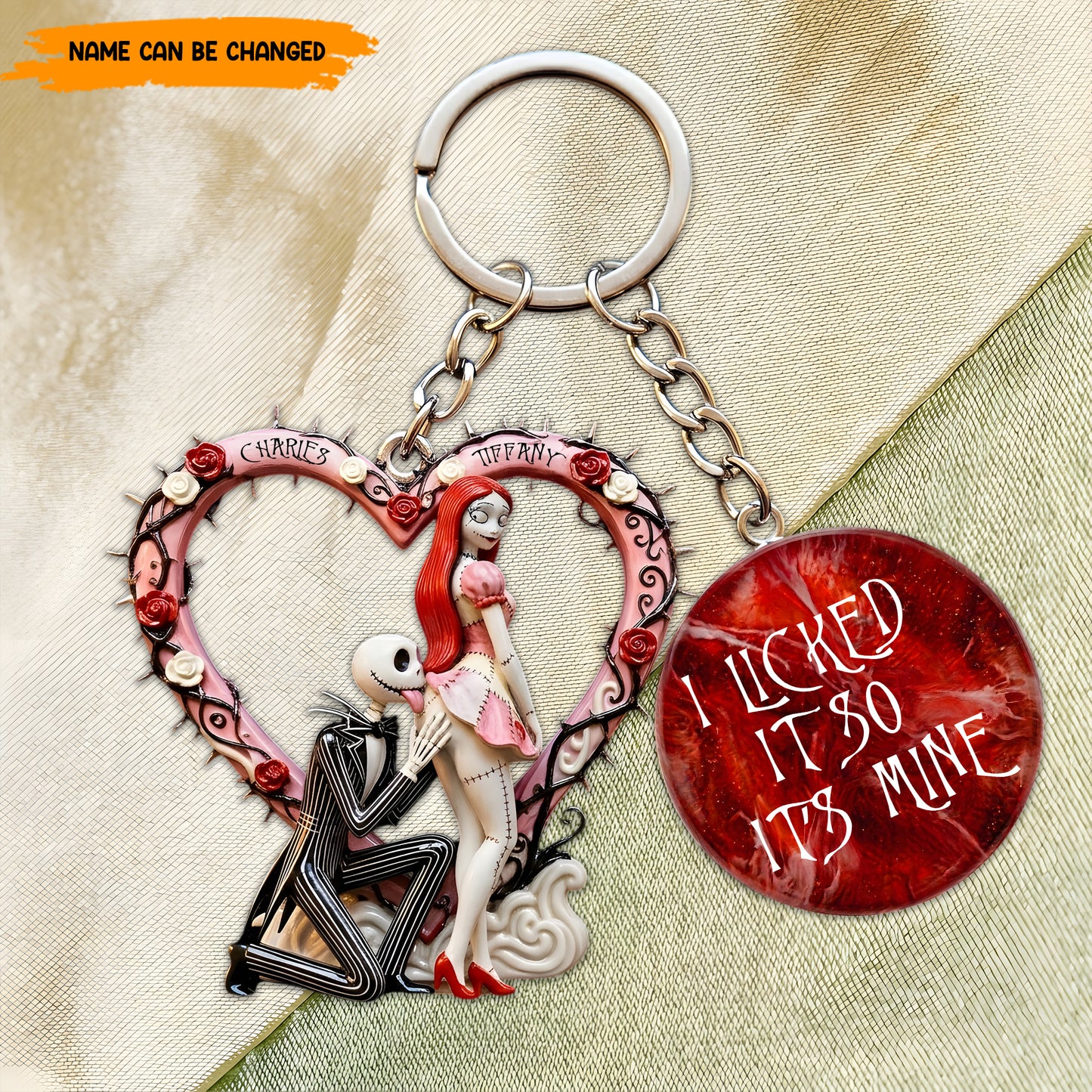Personalized Gothic Couple Keychain