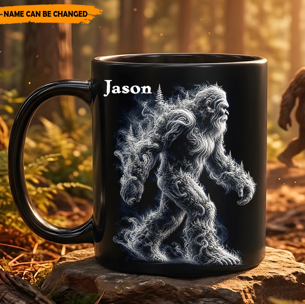 Spirit in the Smoke – Personalized Bigfoot Black Mug