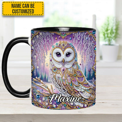 Crystal Diamond - Personalized Owl Accent Mug