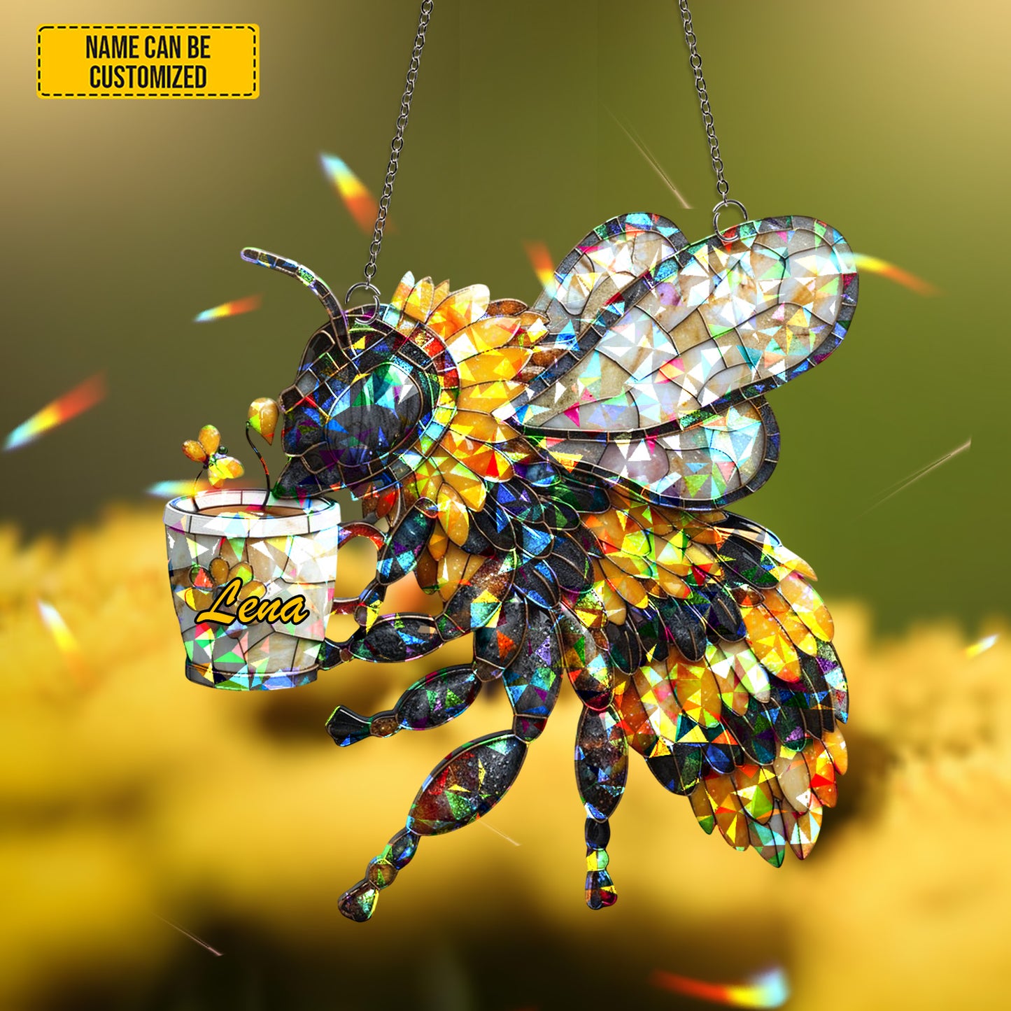 Bee Brings Coffee - Personalized Bee Hologram Ornament
