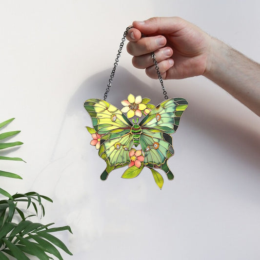 Luna Butterfly Flowers Acrylic Window Hanging