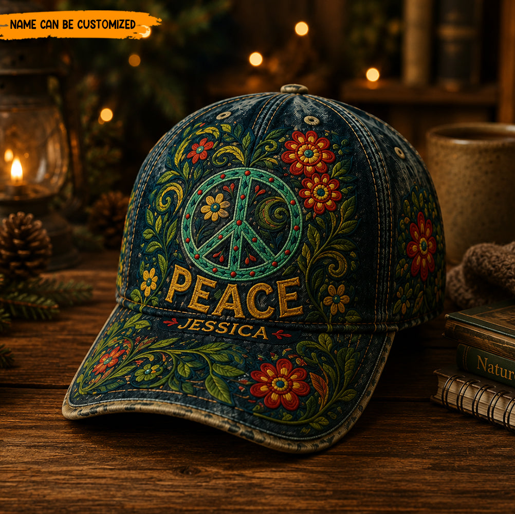 Peace, Love & Wildflowers - Personalized Hippie Classic Cap