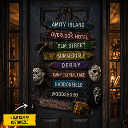 Personalized Halloween Horror Wooden Sign Version 2