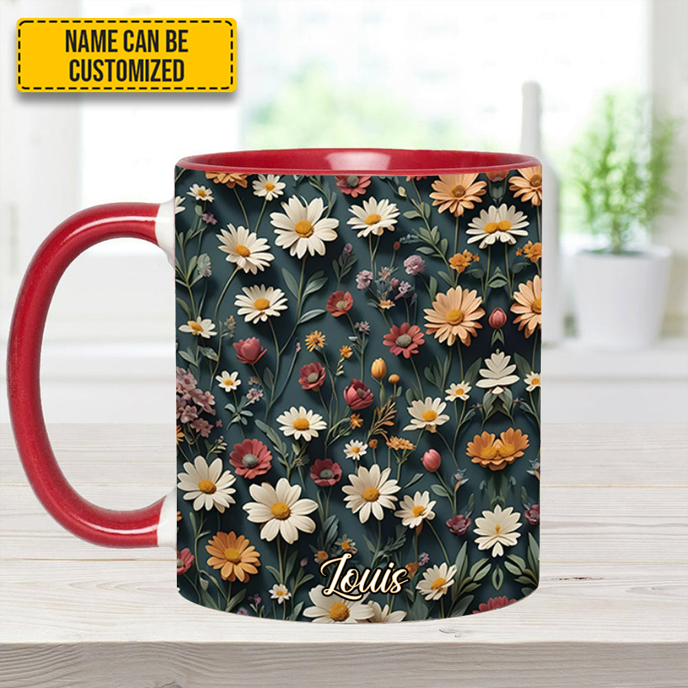 Beautiful Floral - Personalized Flowers Accent Mug