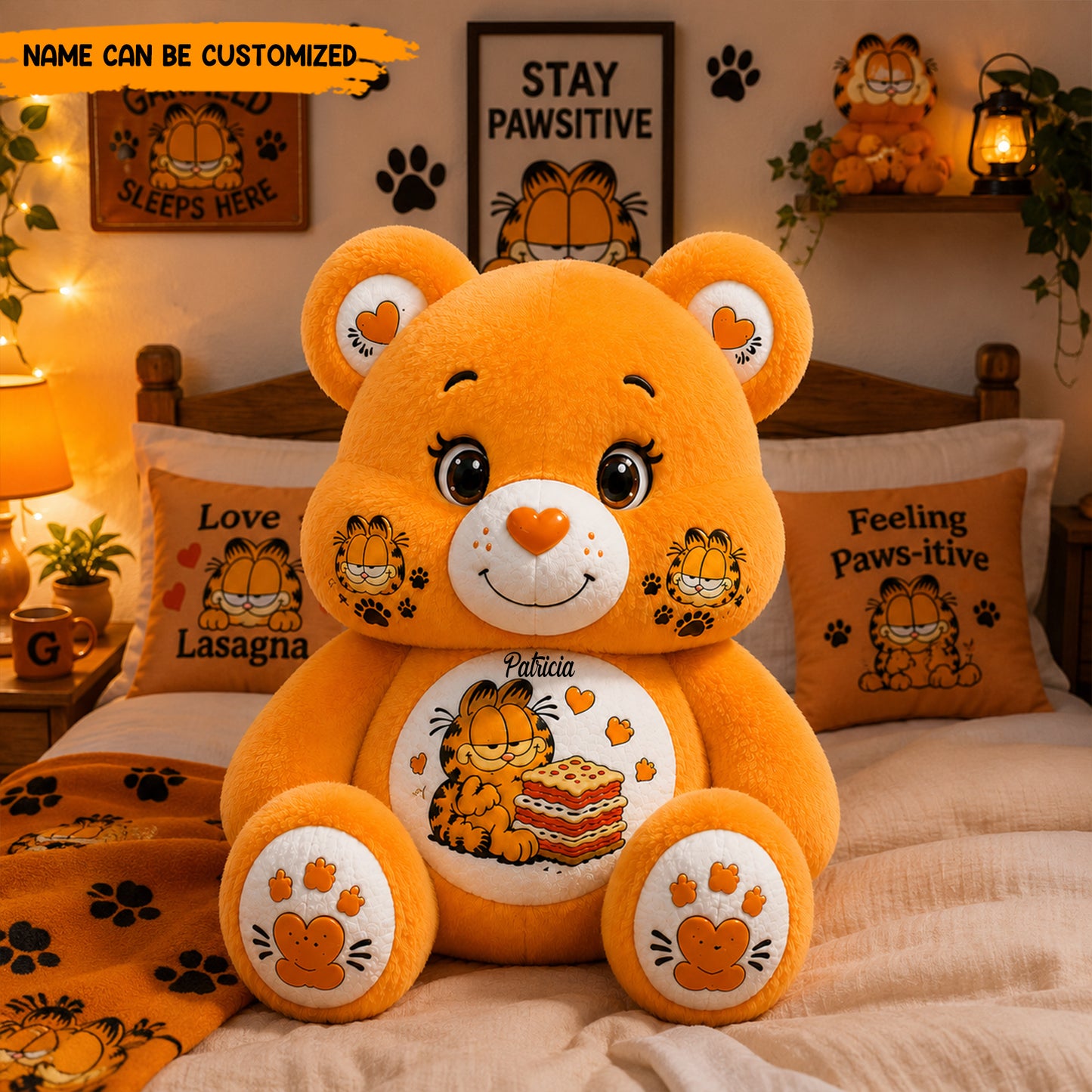 Personalized Cute Bear With Funny Cat Pillow