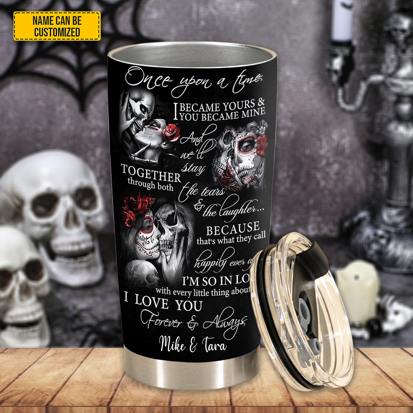 Gothic “Forever & Always” Personalized Couple Tumbler