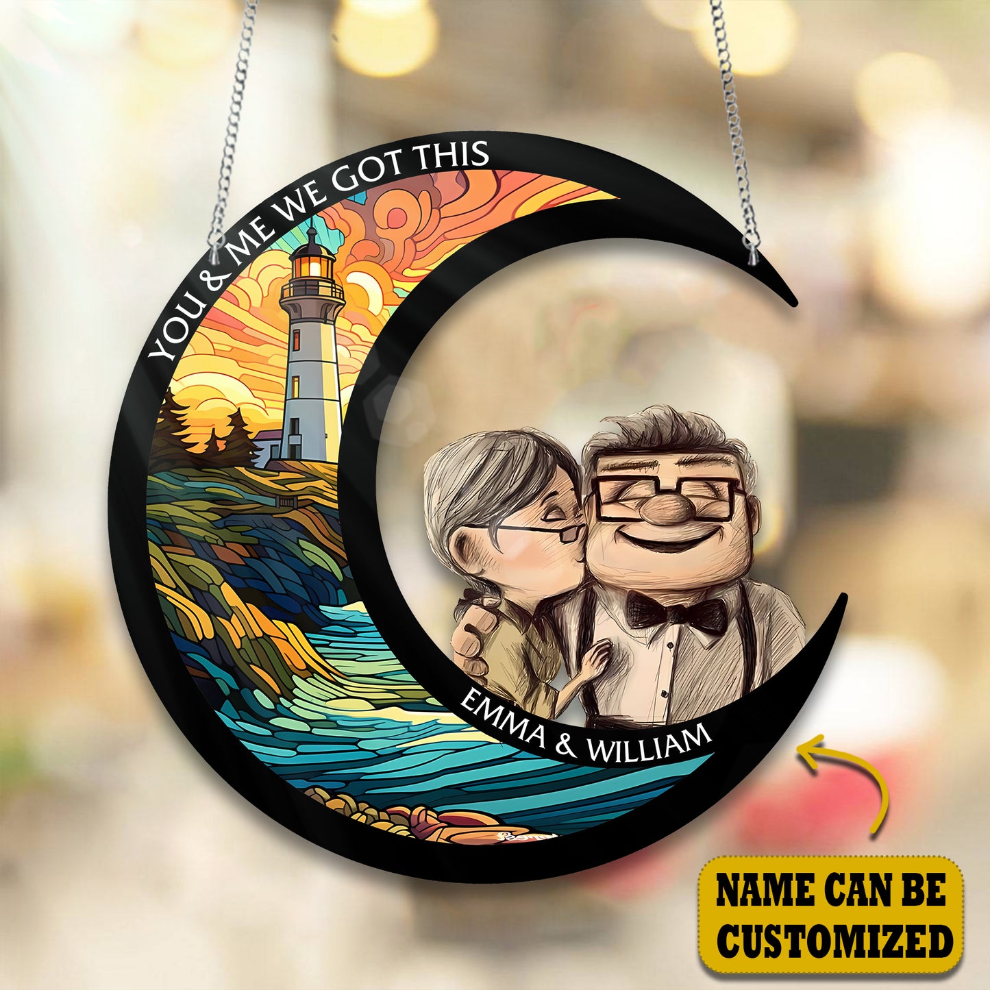 You and Me We Got This, Old Couple Acrylic Window, Couple Window Hanging