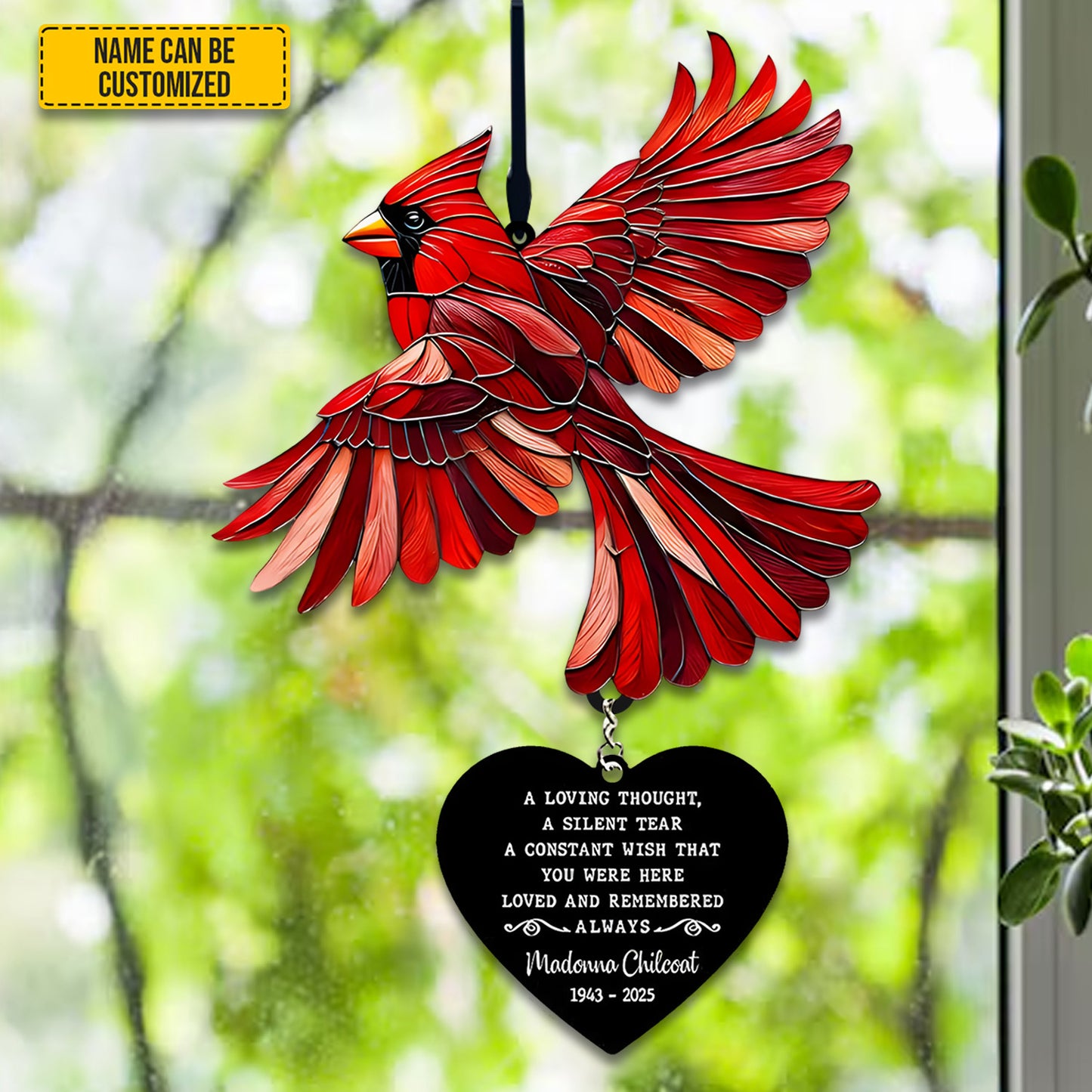 Personalized Cardinal Memorial Acrylic Window