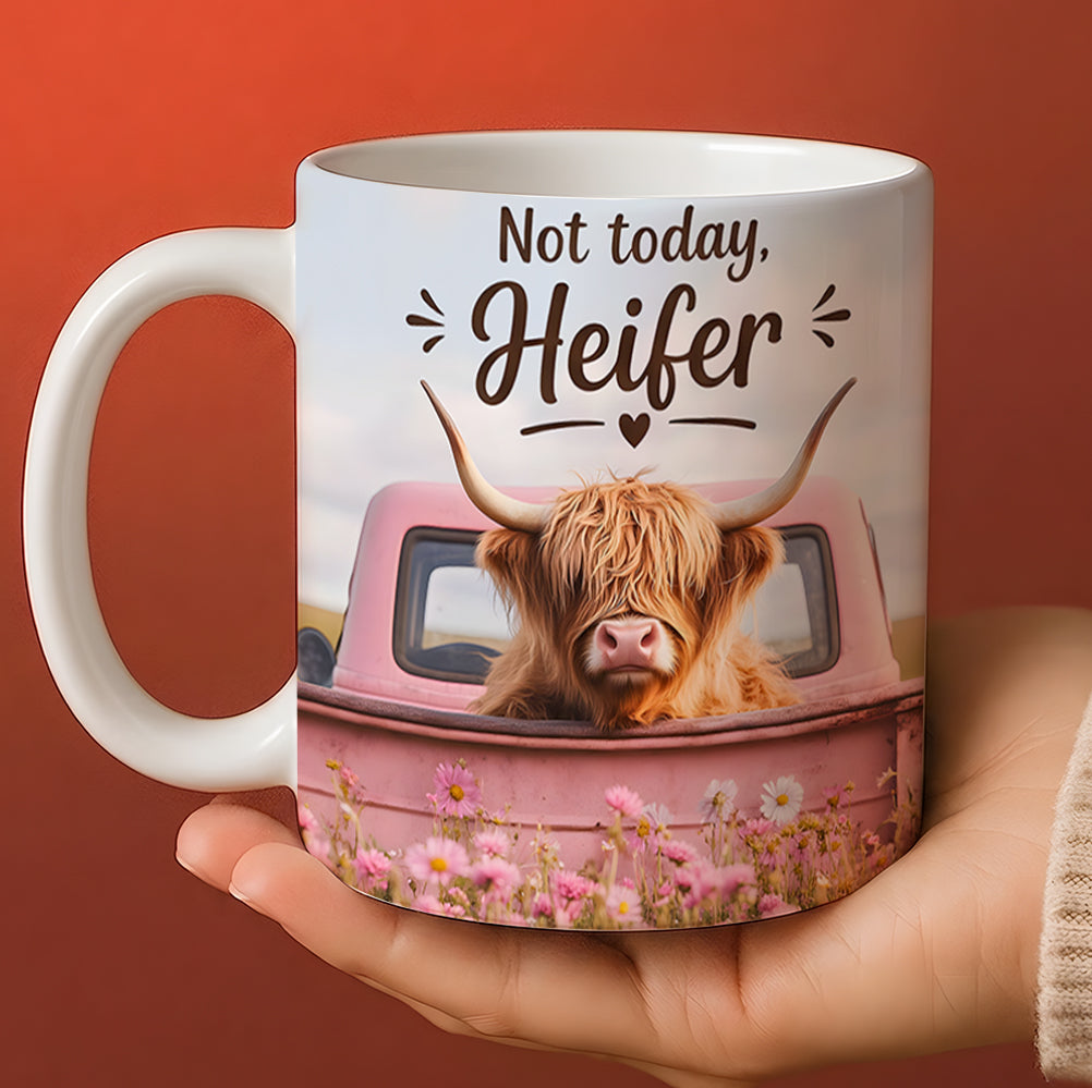 Not Today Heifer – Highland Cow White Mug
