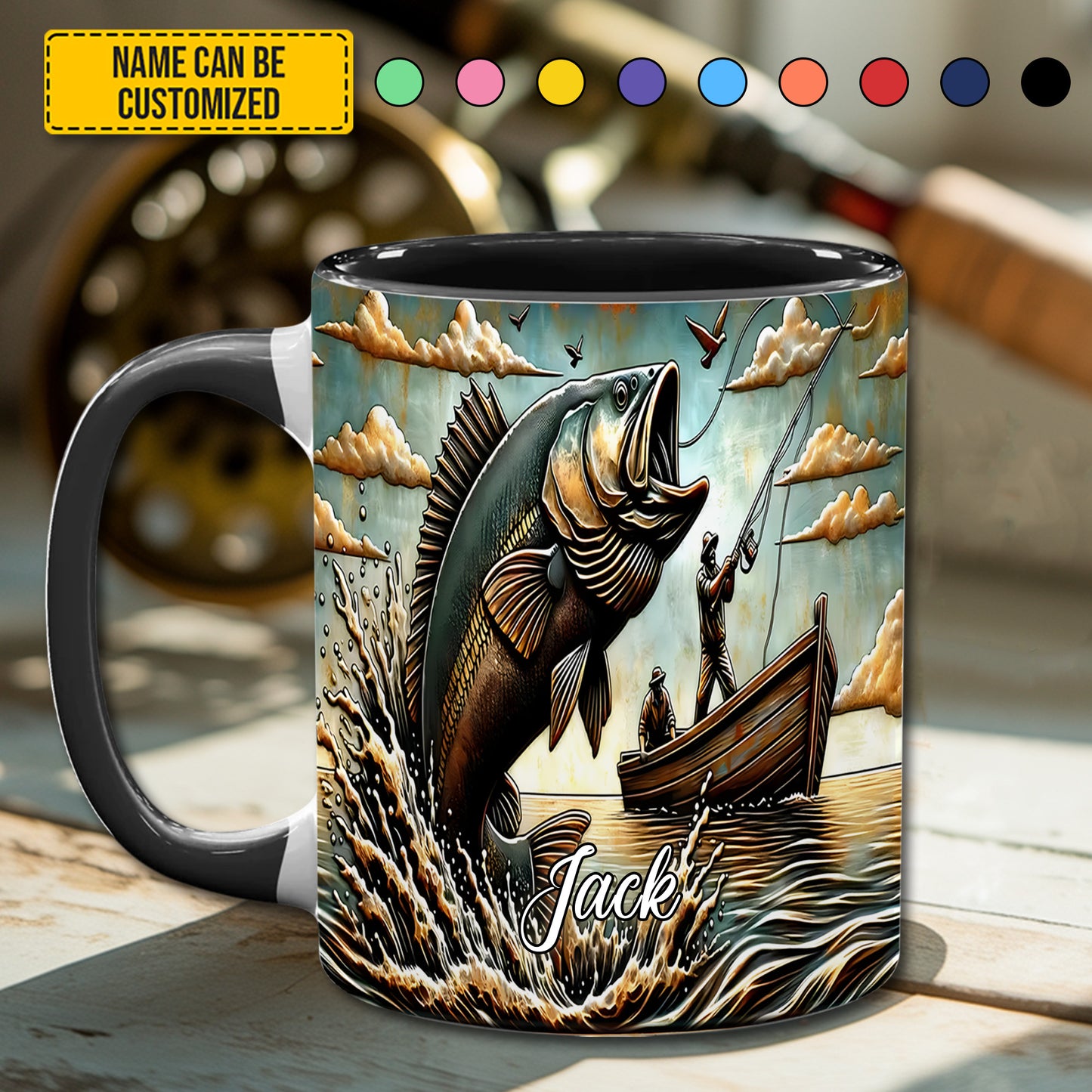 Love Fishing - Personalized Fishing Accent Mug