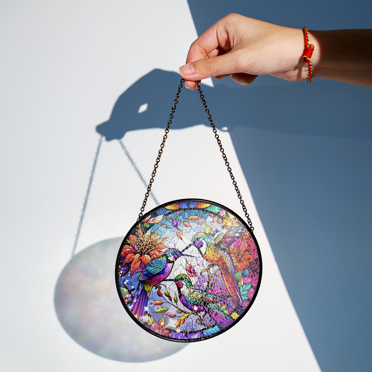 Beautiful Hummingbird Stained Glass Suncatcher