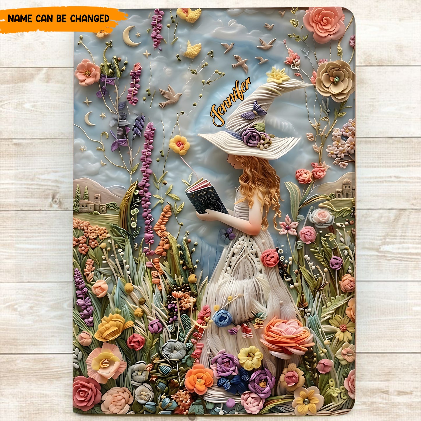 Personalized Beautiful Floral Witch Leather Journal