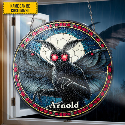 Personalized Mothman Stained Glass Suncatcher