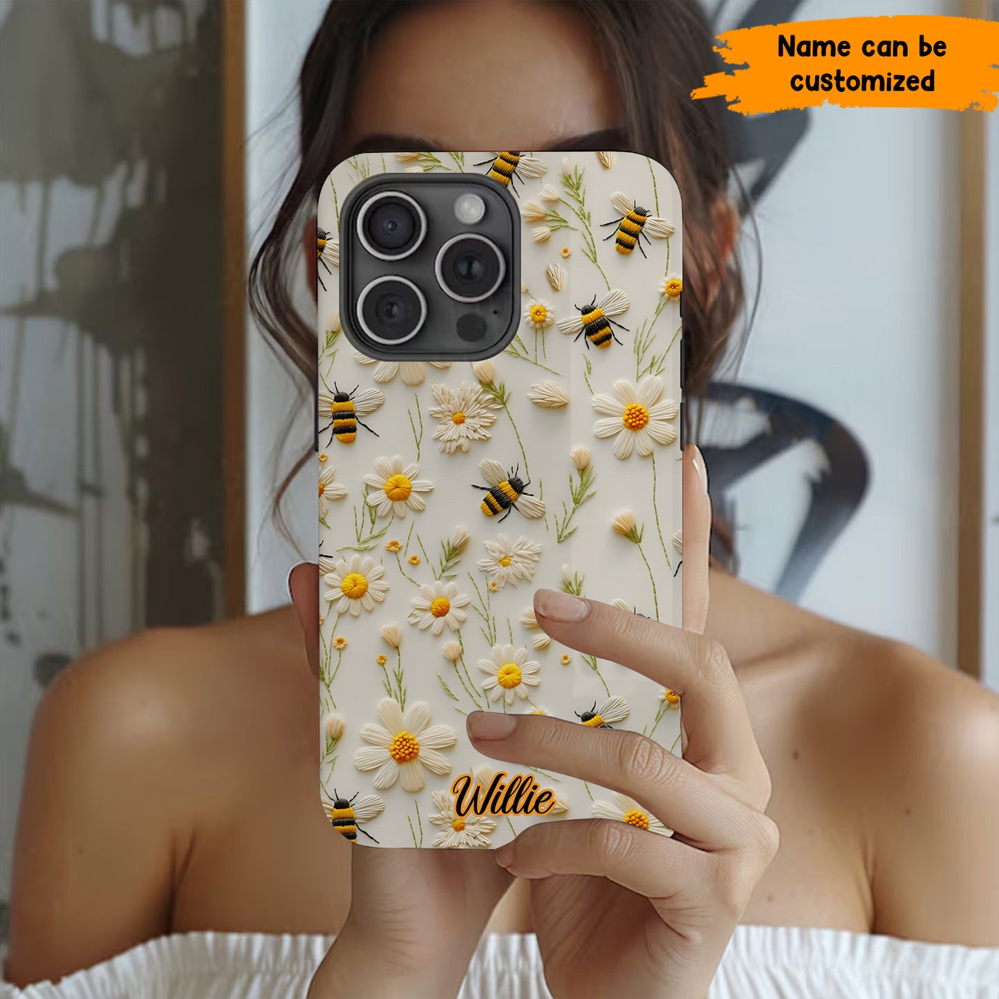 Bee & Daisy Floral - Personalized Phone Case
