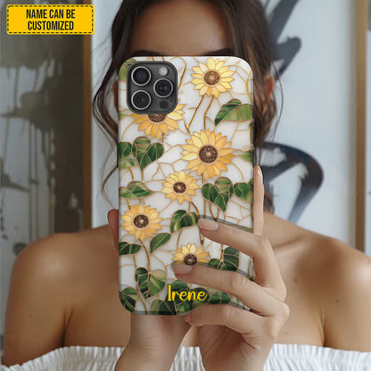 Sunflower Stained Glass - Personalized Phone Case