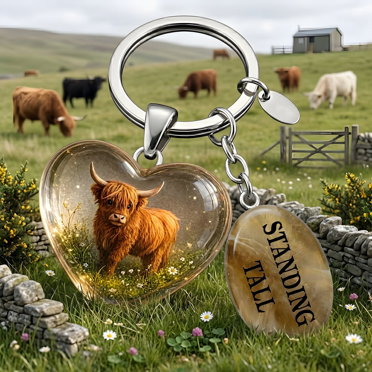 Cute Highland Cow Keychain Gift Set