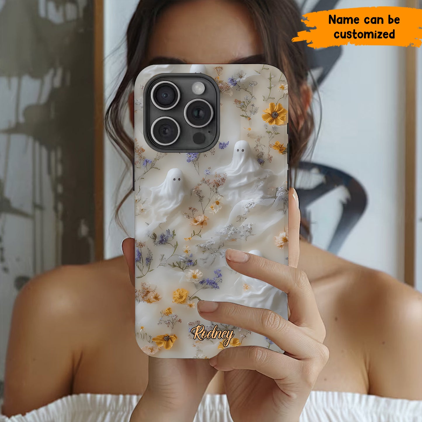 Ghost & Flowers  – Personalized Phone Case