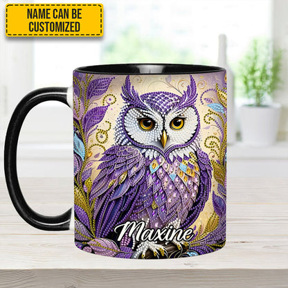 Whimsical Owl Diamond - Personalized Owl Accent Mug