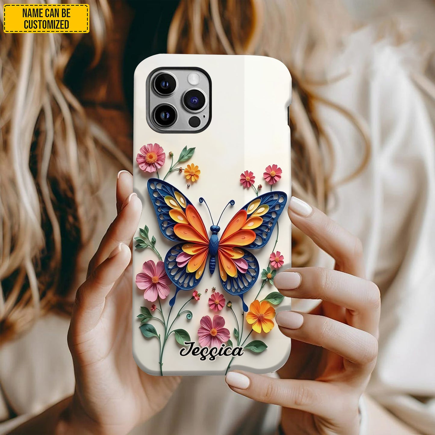 Personalized Butterfly & Floral Phone Case