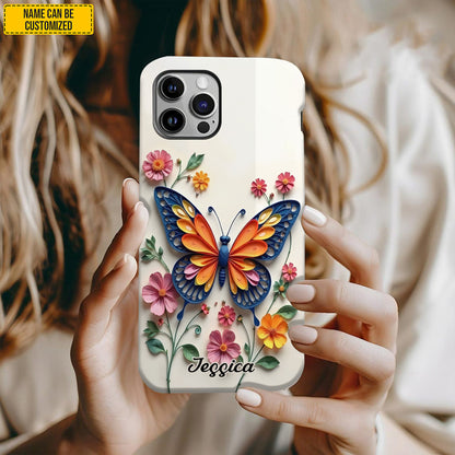 Personalized Butterfly & Floral Phone Case