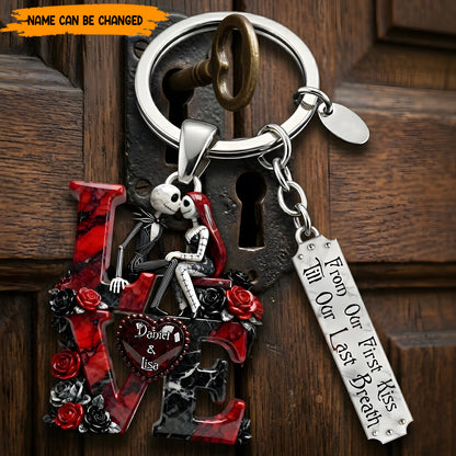 Personalized Gothic Couple LOVE Keychain