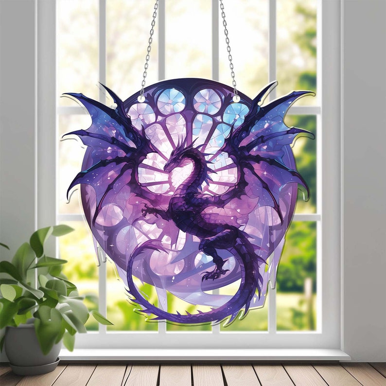 Mystery Purple Dragon Acrylic Window Hanging