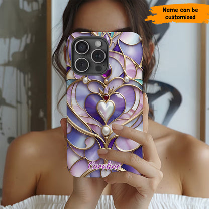 Personalized Royal Heart Stained Glass Phone Case
